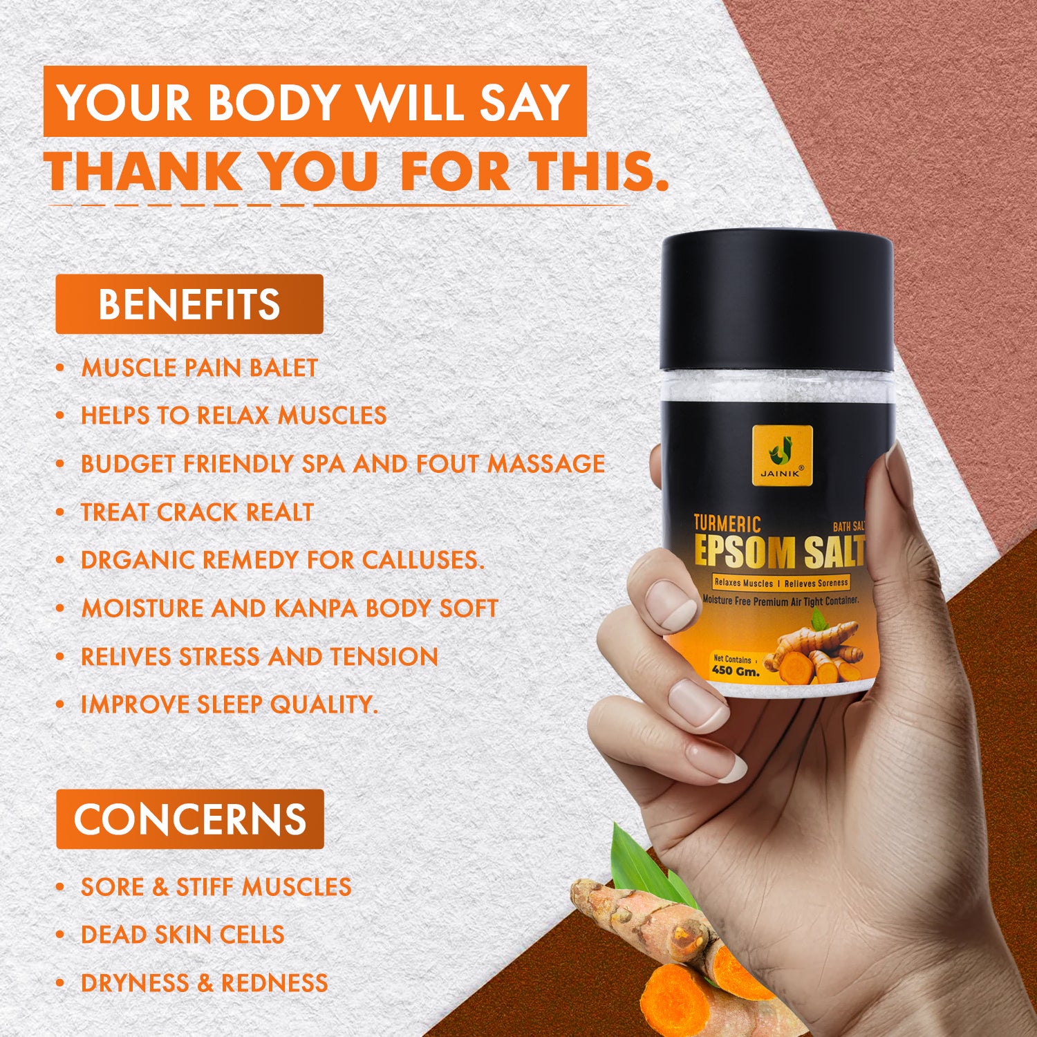 Turmeric Bath/Epsom Salt & Magnesium Sulphate For Muscle Relaxation