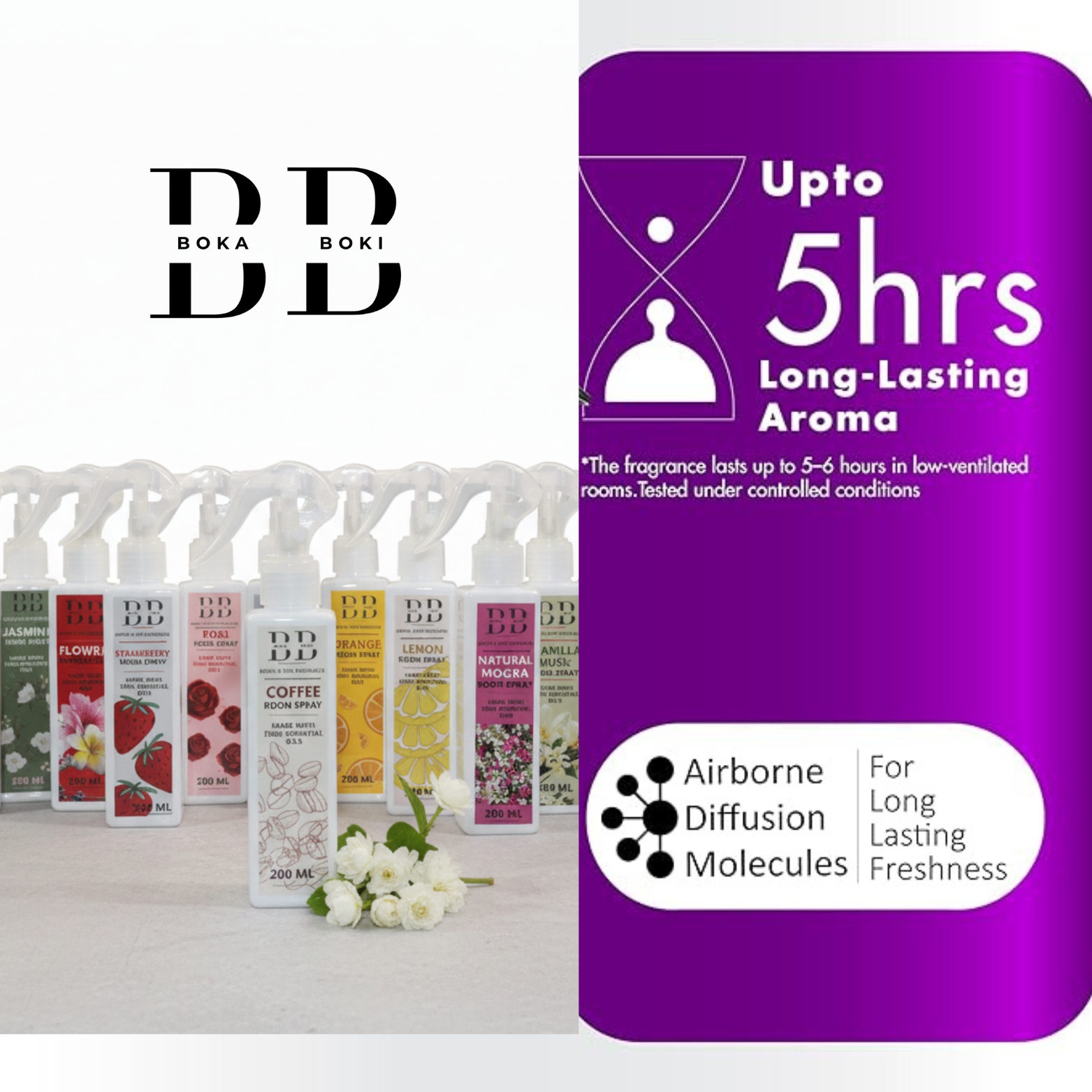 Long-Lasting Orange & Jasmine Pack Of 2 Odour Eliminator for Home, Hotel Rooms, Toilet & Office Use