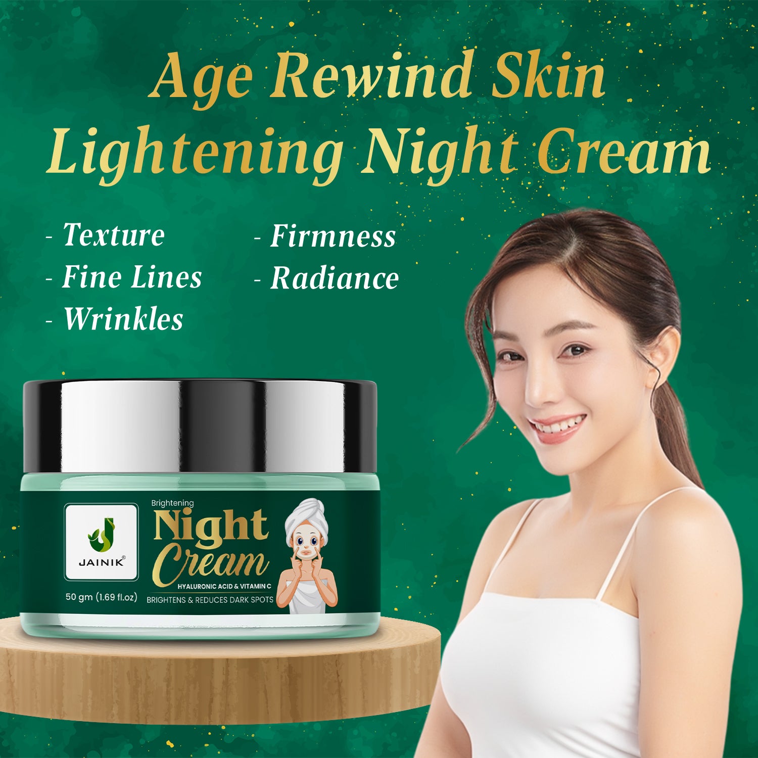 Brightening Night Cream Hyaluronic Acid & Vitamin C Brightens & Reduces Dark Spots (50 gm)